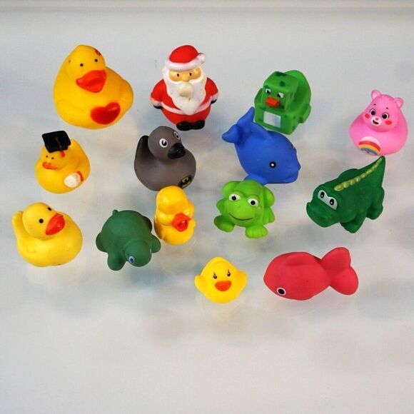 Bath Toys Assorted Brands Lot Of 14 Various Rubber Ducks Fish Gator Frog - Picture 2 of 9
